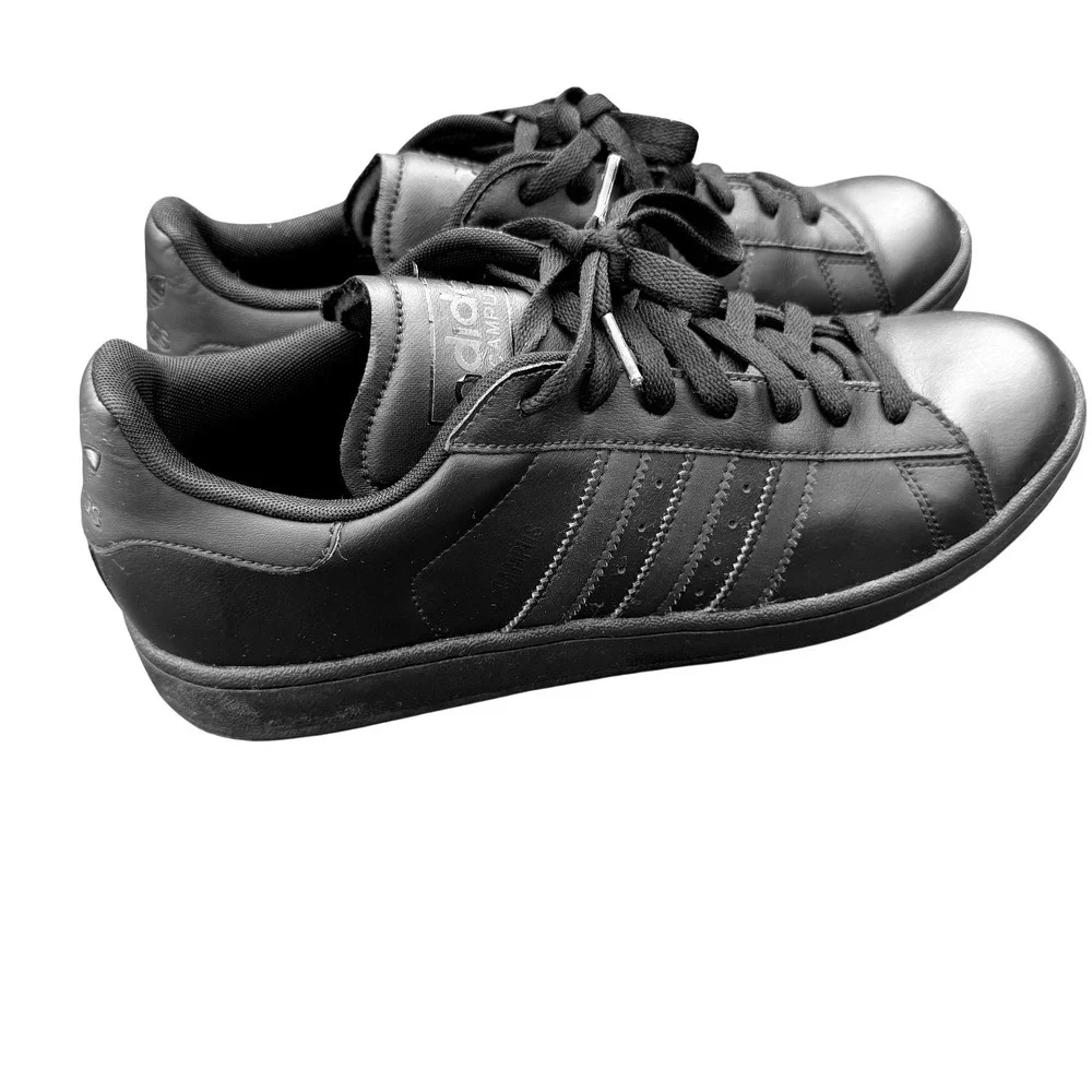 RARE‎ Adidas Campus Triple Black Leather Mens 10.5 Sneakers Low Top  G49418